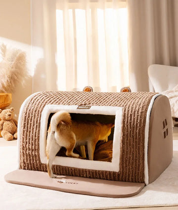 Bear-Shaped Winter Pet Bed With Coved